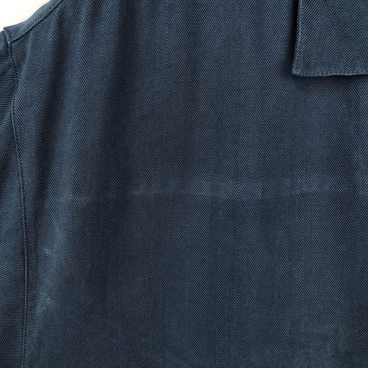 Tommy Bahama Herringbone Short Sleeve Open Collar Silk Box Shirt, Men's Size L silk Navy blue Vintage Second Hand