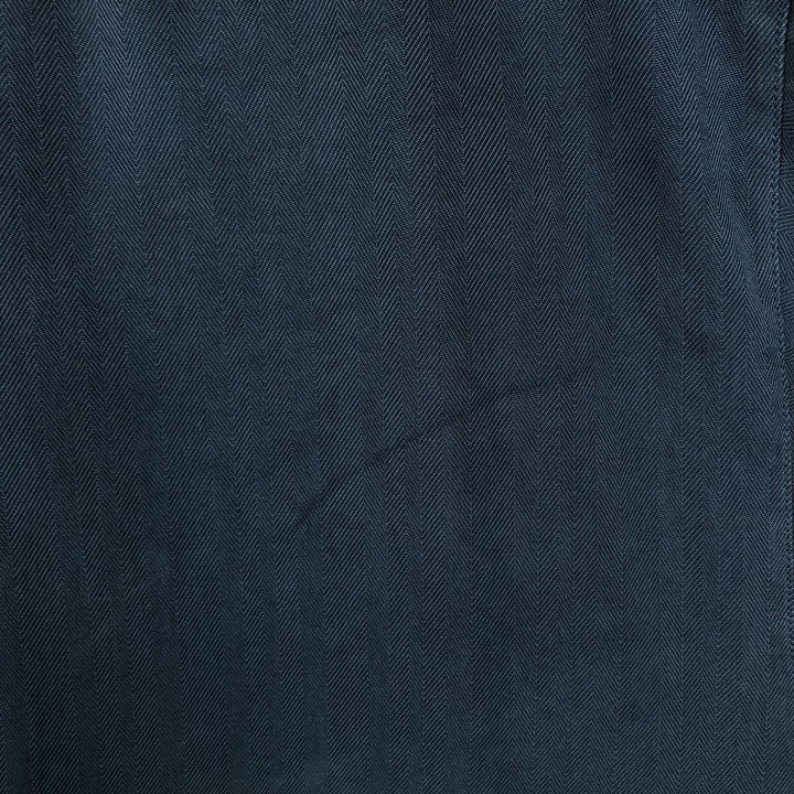 Tommy Bahama Herringbone Short Sleeve Open Collar Silk Box Shirt, Men's Size L silk Navy blue Vintage Second Hand