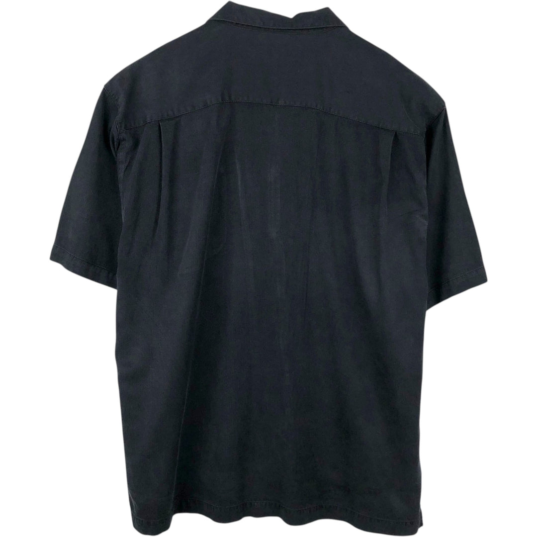 Tommy Bahama Relax Short-Sleeve Open-Collar Silk Shirt, Boxy Fit, Men's Size L (approx.) silk black type Vintage Second Hand