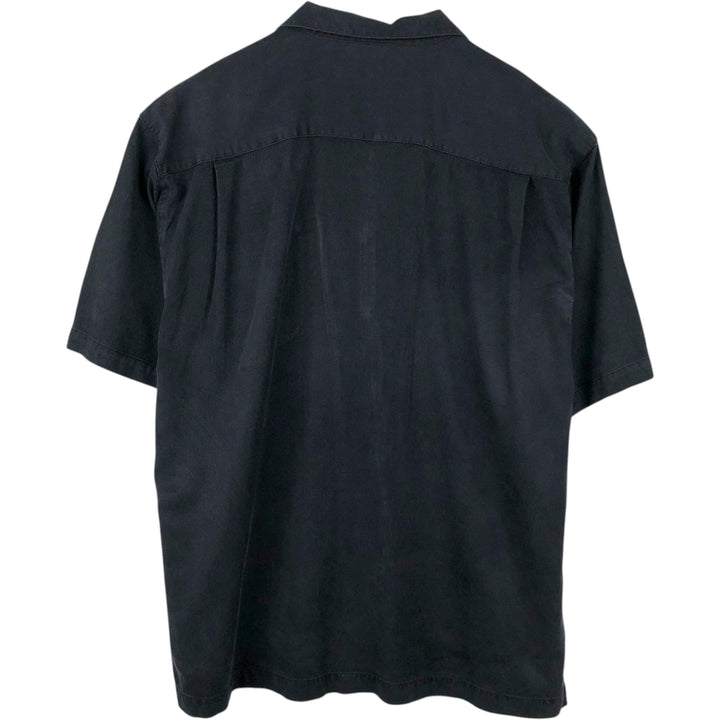 Tommy Bahama Relax Short-Sleeve Open-Collar Silk Shirt, Boxy Fit, Men's Size L (approx.) silk black type Vintage Second Hand