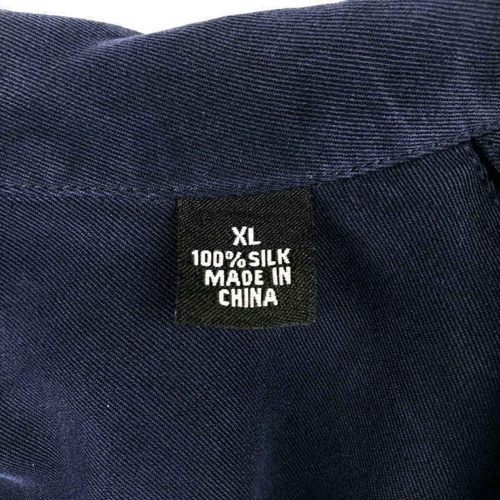 Tommy Bahama short sleeve open collar silk shirt, box shirt, men's XL size silk navy blue type Vintage Second Hand