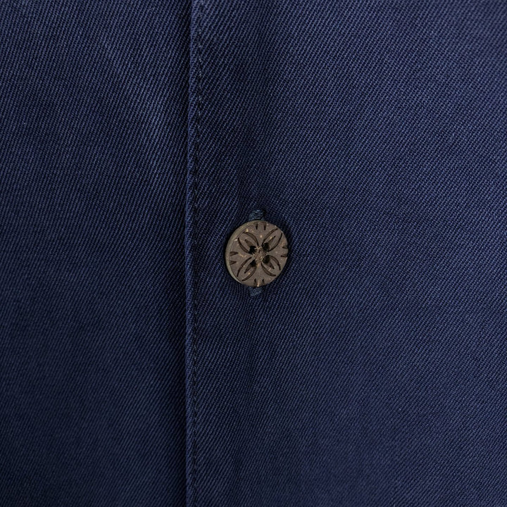 Tommy Bahama short sleeve open collar silk shirt, box shirt, men's XL size silk navy blue type Vintage Second Hand