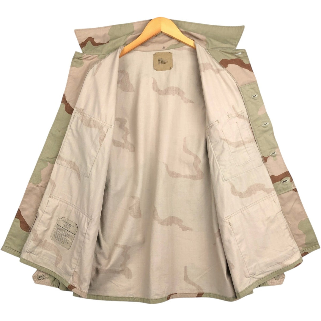 1990'S US Military Issue Camouflage Pattern 3C Desert Camo BDU Military Jacket, Made in USA, Large-Short (Men's Size L equivalent), Vintage cotton Beige type Vintage Second Hand