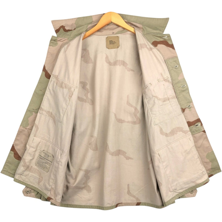 1990'S US Military Issue Camouflage Pattern 3C Desert Camo BDU Military Jacket, Made in USA, Large-Short (Men's Size L equivalent), Vintage cotton Beige type Vintage Second Hand