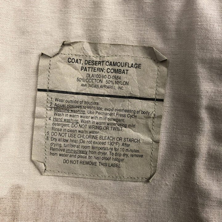 1990'S US Military Issue Camouflage Pattern 3C Desert Camo BDU Military Jacket, Made in USA, Large-Short (Men's Size L equivalent), Vintage cotton Beige type Vintage Second Hand