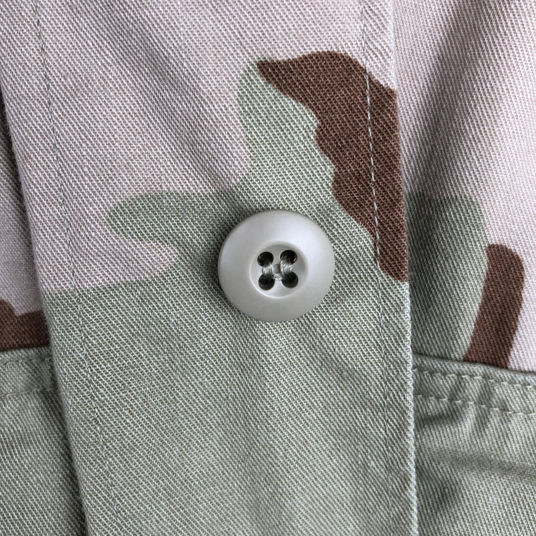 1990'S US Military Issue Camouflage Pattern 3C Desert Camo BDU Military Jacket, Made in USA, Large-Short (Men's Size L equivalent), Vintage cotton Beige type Vintage Second Hand