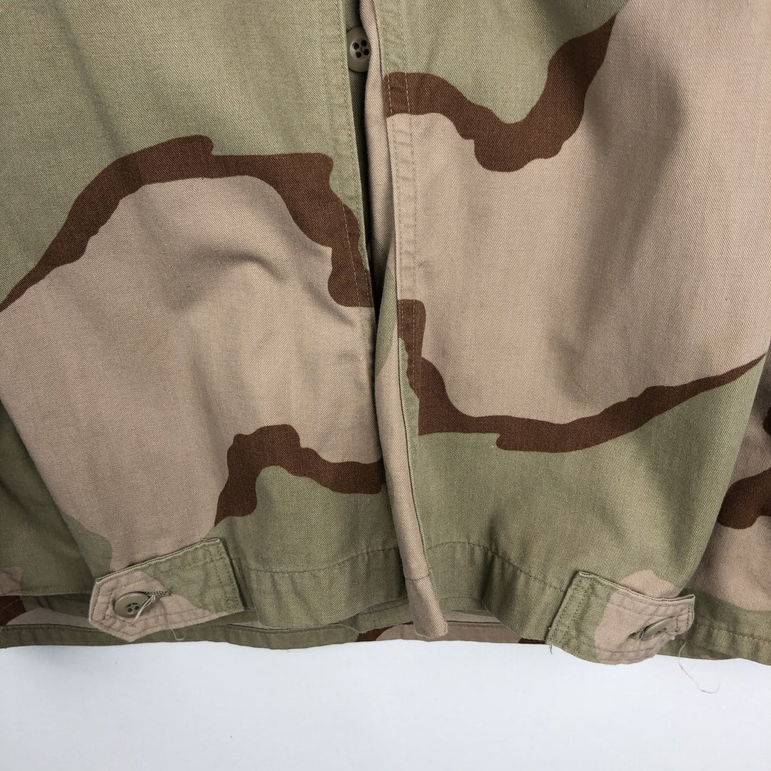 1990'S US Military Issue Camouflage Pattern 3C Desert Camo BDU Military Jacket, Made in USA, Large-Short (Men's Size L equivalent), Vintage cotton Beige type Vintage Second Hand