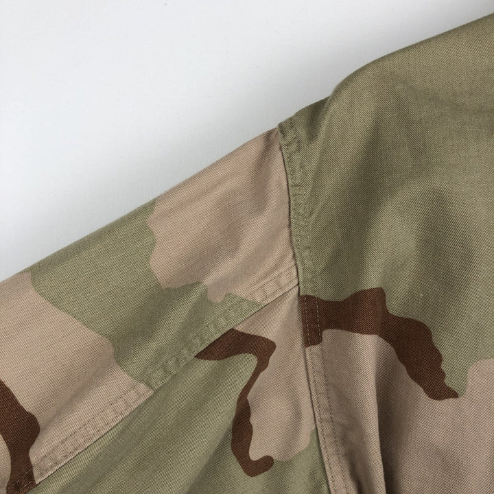 1990'S US Military Issue Camouflage Pattern 3C Desert Camo BDU Military Jacket, Made in USA, Large-Short (Men's Size L equivalent), Vintage cotton Beige type Vintage Second Hand