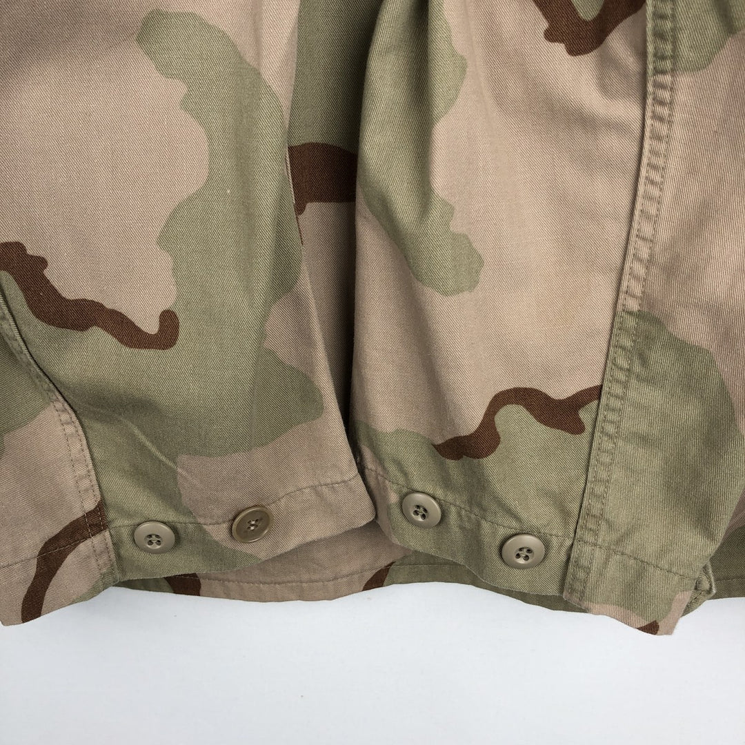 1990'S US Military Issue Camouflage Pattern 3C Desert Camo BDU Military Jacket, Made in USA, Large-Short (Men's Size L equivalent), Vintage cotton Beige type Vintage Second Hand