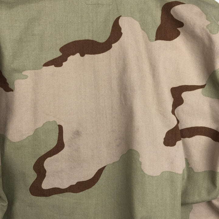 1990'S US Military Issue Camouflage Pattern 3C Desert Camo BDU Military Jacket, Made in USA, Large-Short (Men's Size L equivalent), Vintage cotton Beige type Vintage Second Hand