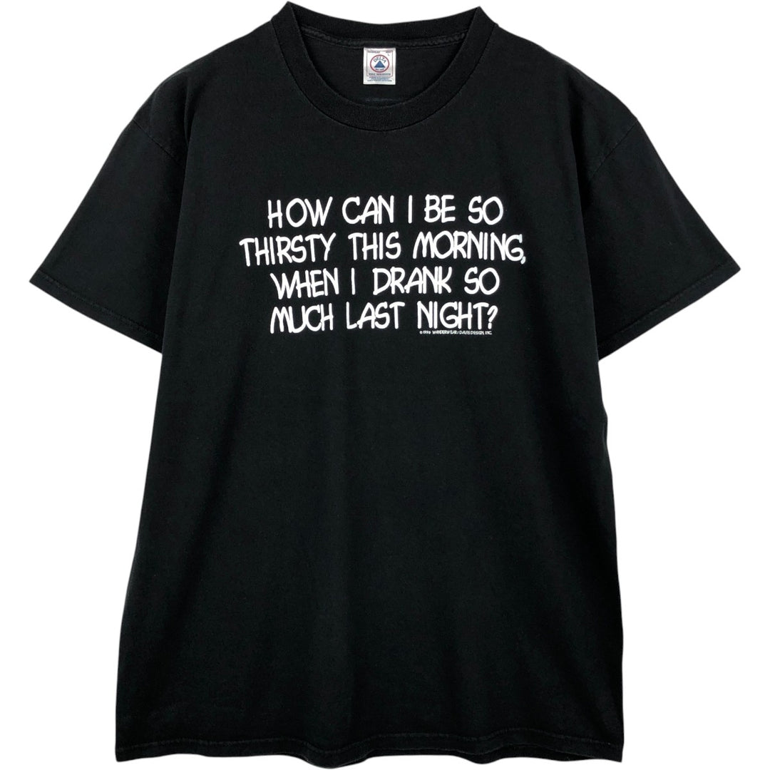 90'S Delta message print T-shirt, men's size L (approx.) cotton black type Vintage Second Hand