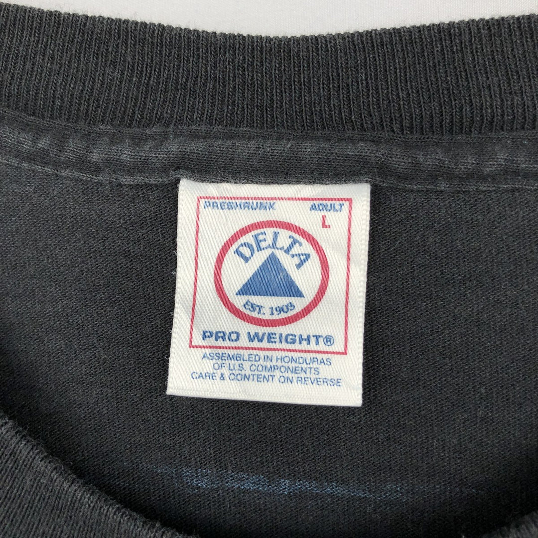 90'S Delta message print T-shirt, men's size L (approx.) cotton black type Vintage Second Hand