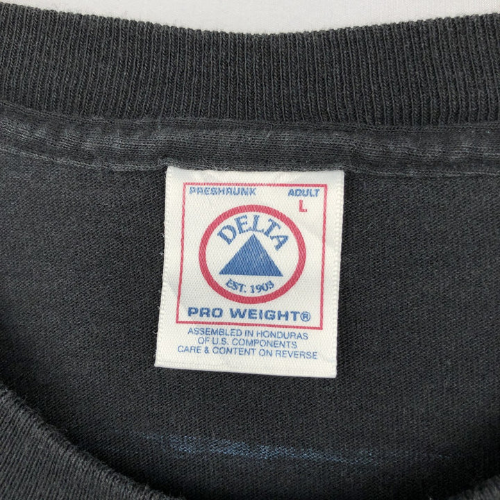 90'S Delta message print T-shirt, men's size L (approx.) cotton black type Vintage Second Hand
