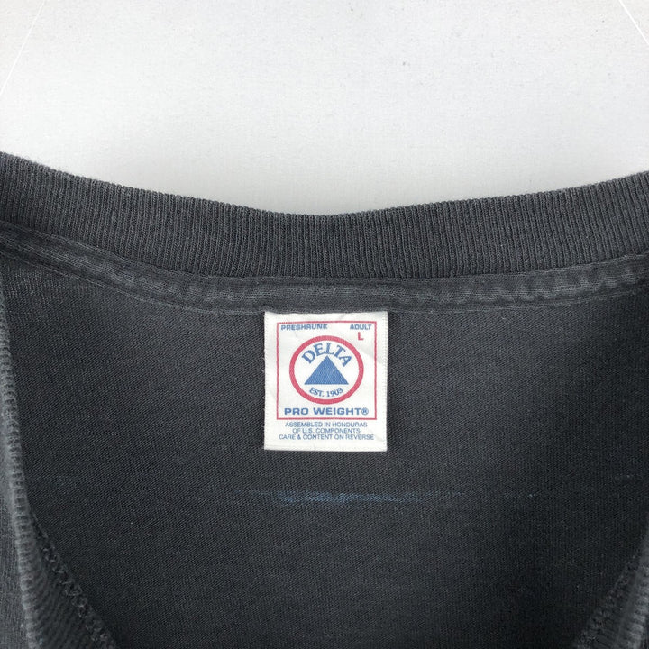 90'S Delta message print T-shirt, men's size L (approx.) cotton black type Vintage Second Hand