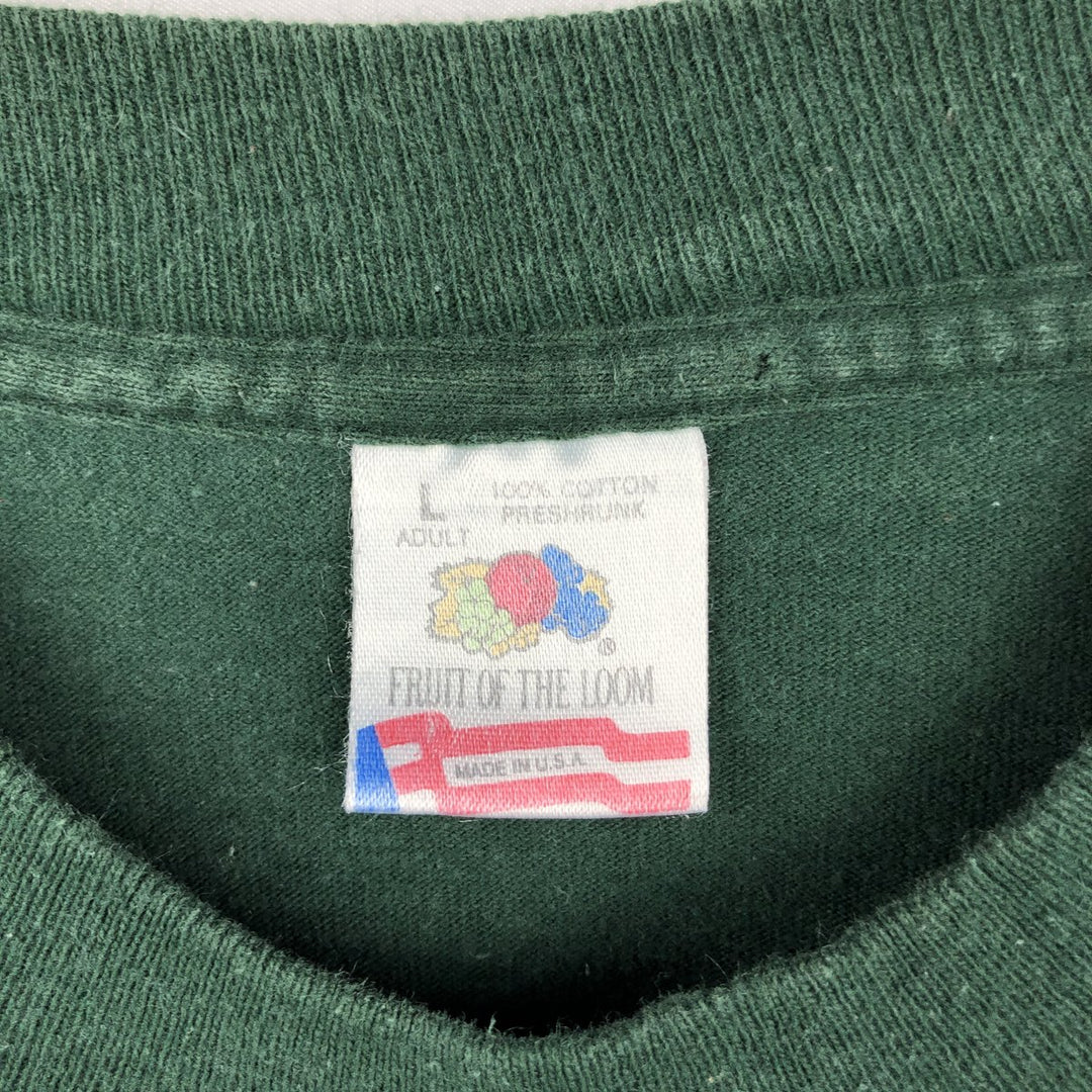 90'S Fruit of the Loom Art T-Shirt, Made in USA, Men's Size L (approx.), Vintage cotton Green type dark green Vintage Second Hand