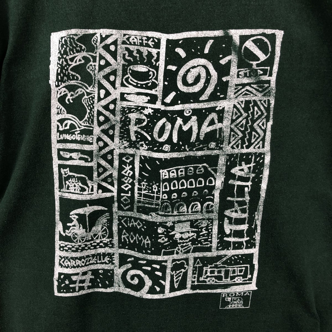 90'S Fruit of the Loom Art T-Shirt, Made in USA, Men's Size L (approx.), Vintage cotton Green type dark green Vintage Second Hand