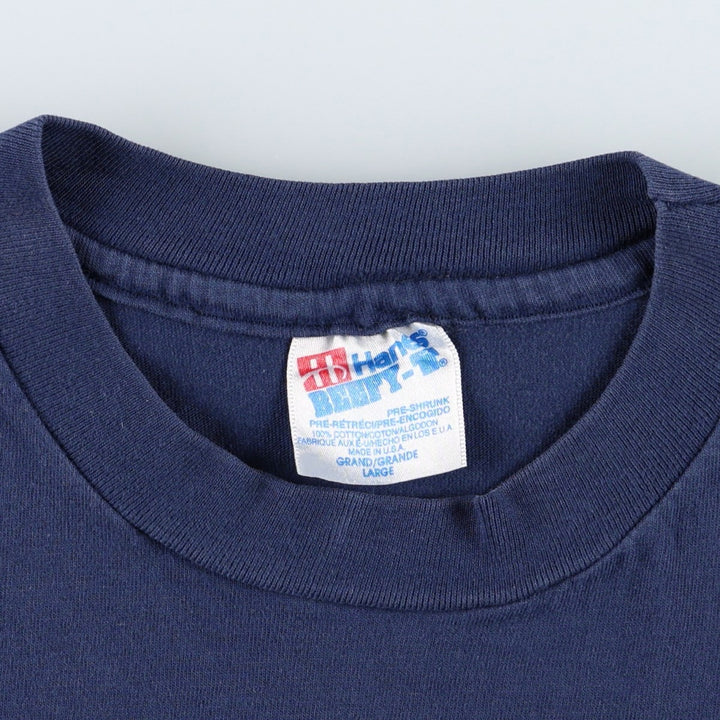 90'S Hanes Z100 Radio Station Advertising T-Shirt, Made in USA, Men's Size L (approx.), Vintage cotton navy blue type Vintage Second Hand