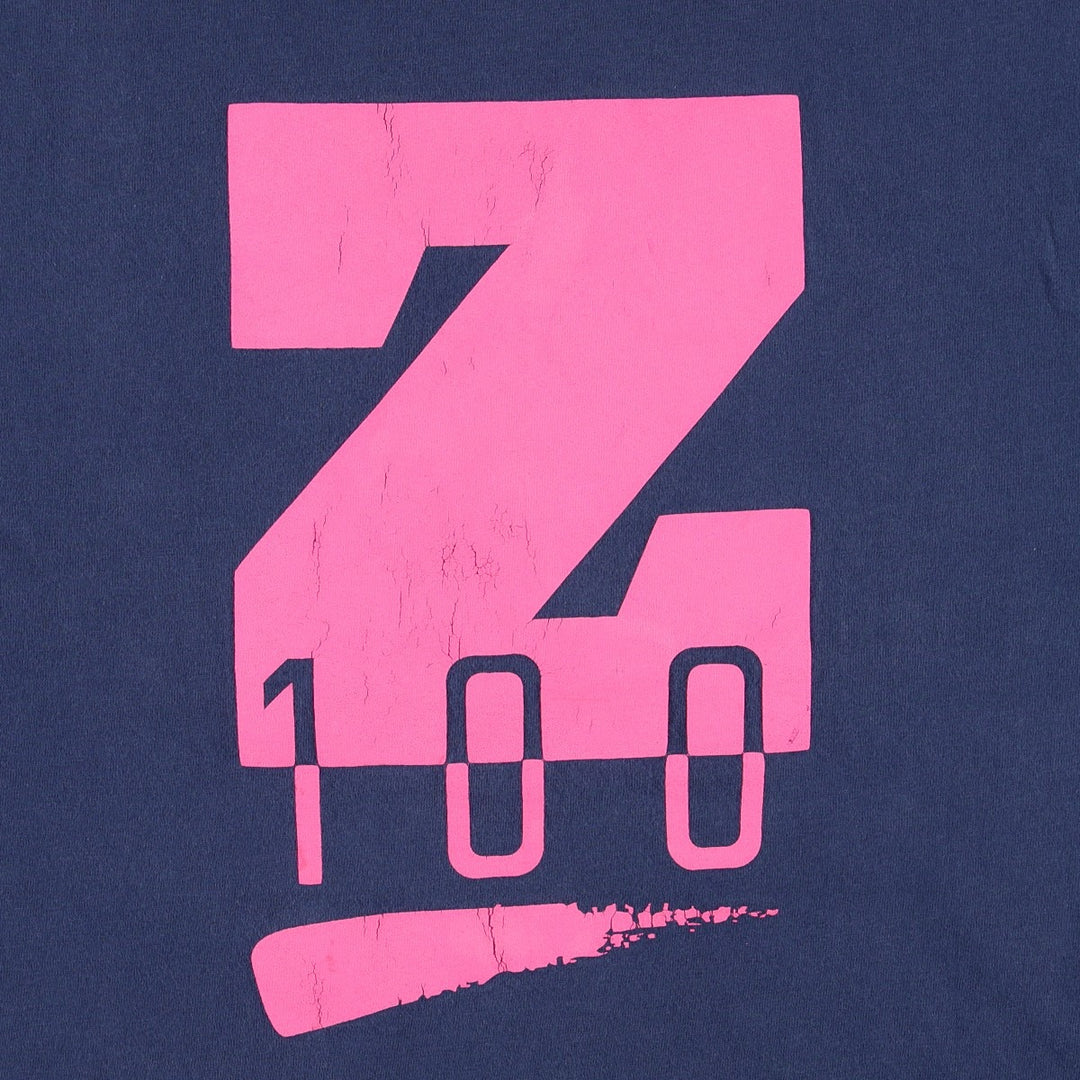 90'S Hanes Z100 Radio Station Advertising T-Shirt, Made in USA, Men's Size L (approx.), Vintage cotton navy blue type Vintage Second Hand