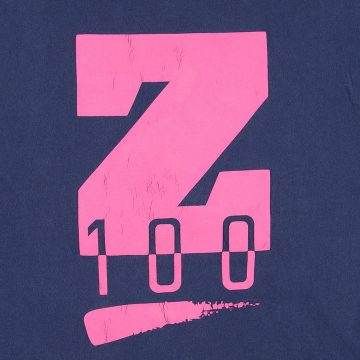 90'S Hanes Z100 Radio Station Advertising T-Shirt, Made in USA, Men's Size L (approx.), Vintage cotton navy blue type Vintage Second Hand