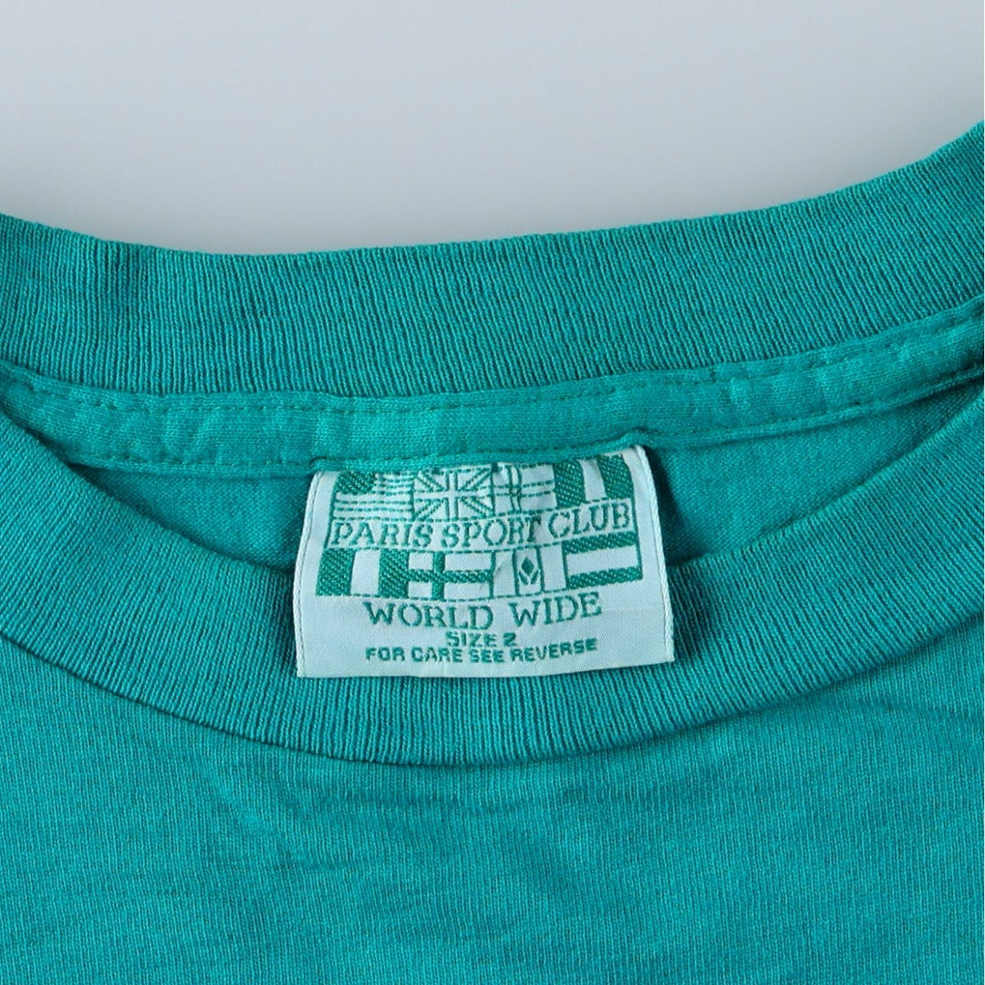 ~90'S Paris Sport Club World Wide Short-Sleeve Logo T-Shirt, Men's XXL equivalent, Vintage cotton Emerald green Vintage Second Hand