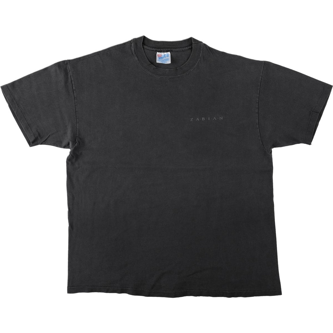 90'S Hanes BEEFY-T ZABIAN Print T-Shirt, Made in USA, Men's XL equivalent, Vintage cotton Charcoal Vintage Second Hand