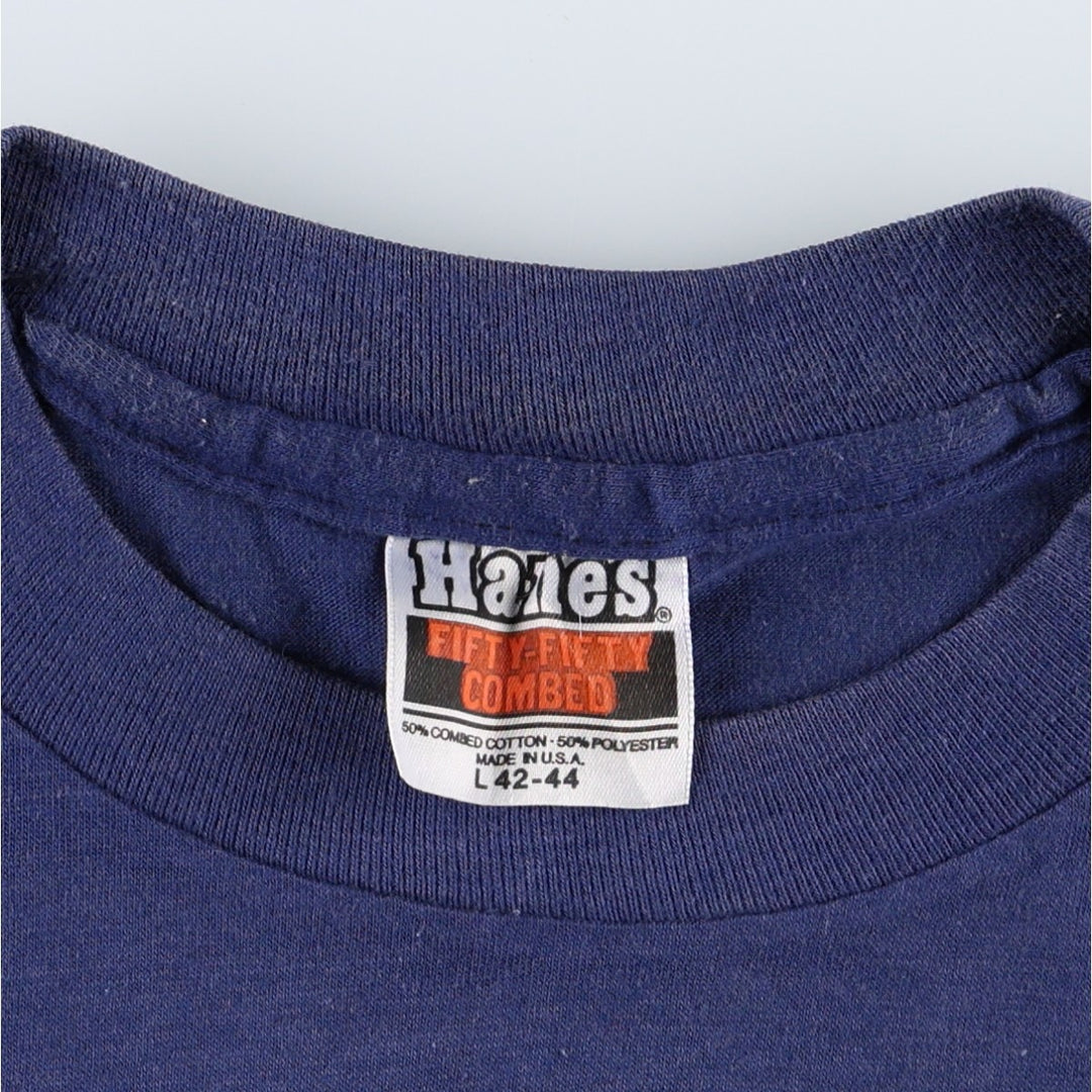 1980'S Hanes orange tag St. Thomas, VI souvenir T-shirt, made in USA, men's size L equivalent. cotton navy blue type Vintage Second Hand
