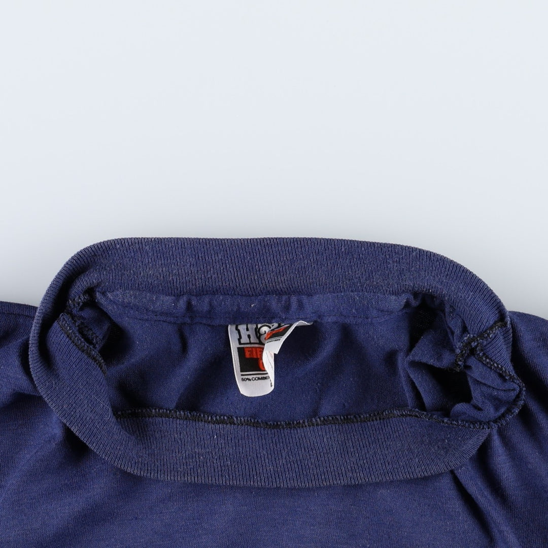 1980'S Hanes orange tag St. Thomas, VI souvenir T-shirt, made in USA, men's size L equivalent. cotton navy blue type Vintage Second Hand