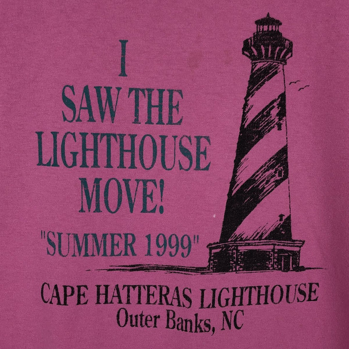 90'S Anvil Printed T-shirt, Made in USA, Men's L size, Vintage cotton pink type Vintage Second Hand