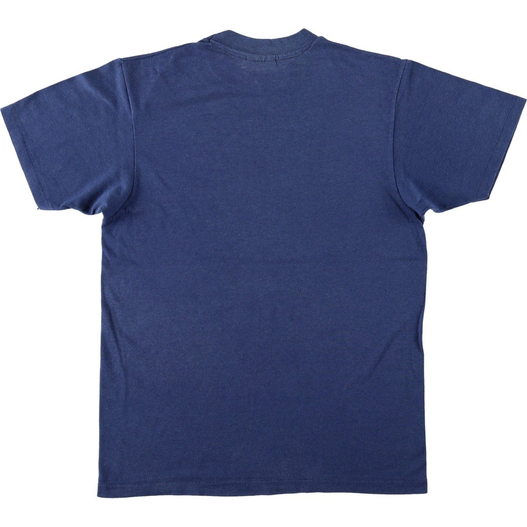 Vintage 80'S Hanes Fifty-Fifty Blue Tag Printed T-Shirt Made in USA Men's M Size cotton navy blue type Vintage Second Hand