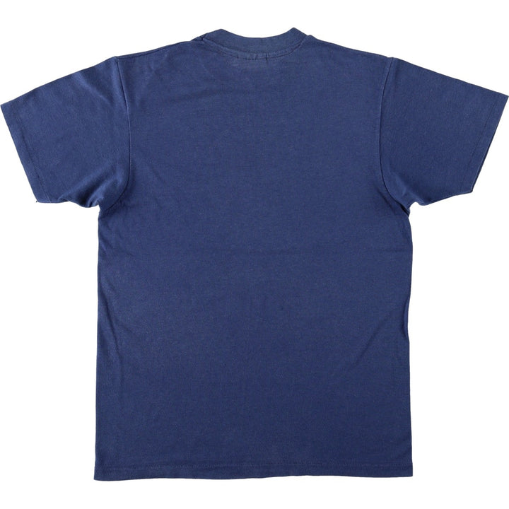 Vintage 80'S Hanes Fifty-Fifty Blue Tag Printed T-Shirt Made in USA Men's M Size cotton navy blue type Vintage Second Hand