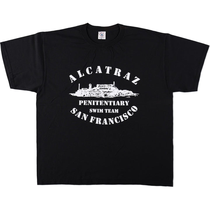 2000'S Delta Pro Weight Alcatraz Federal Penitentiary Parody Print T-Shirt (Men's XL equivalent) cotton black type Vintage Second Hand
