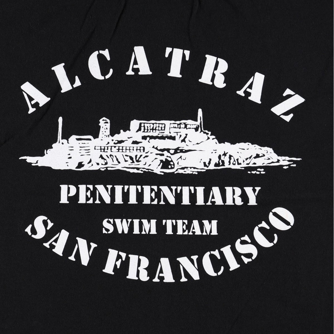 2000'S Delta Pro Weight Alcatraz Federal Penitentiary Parody Print T-Shirt (Men's XL equivalent) cotton black type Vintage Second Hand