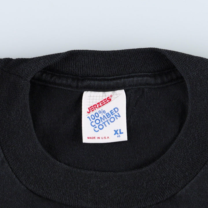 Vintage 80s-90'S Jerzees Printed T-Shirt, Made in USA, Men's XL cotton black type Vintage Second Hand