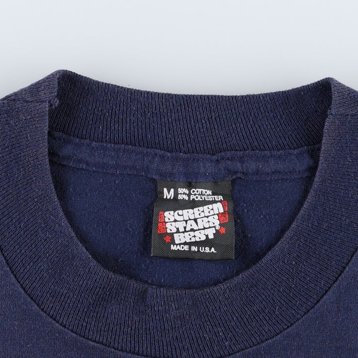 ~90'S Screen Stars Best Print T-Shirt, Made in USA, Men's Size M (approx.), Vintage cotton navy blue type Vintage Second Hand