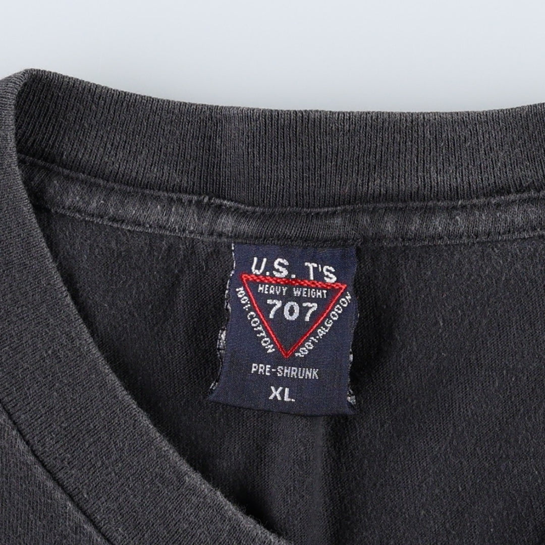 US T'S HEAVY WEIGHT Printed T-Shirt, Men's XL (approx.) cotton black type Vintage Second Hand