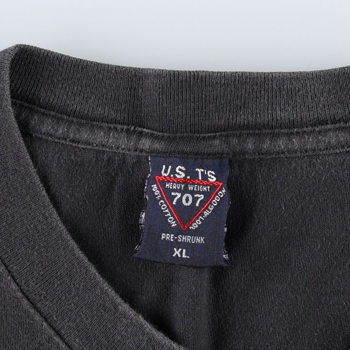 US T'S HEAVY WEIGHT Printed T-Shirt, Men's XL (approx.) cotton black type Vintage Second Hand
