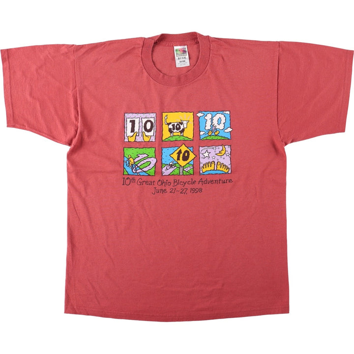 90'S Fruit of the Loom Best Printed T-shirt, Men's, Size L, Vintage cotton red type Vintage Second Hand