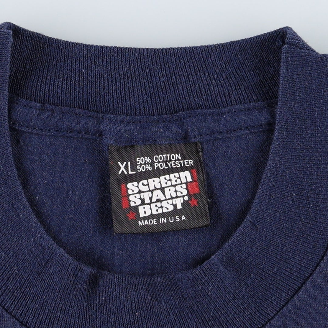 90'S Screen Stars Best Printed T-Shirt, Made in USA, Men's XL, Vintage cotton navy blue type Vintage Second Hand