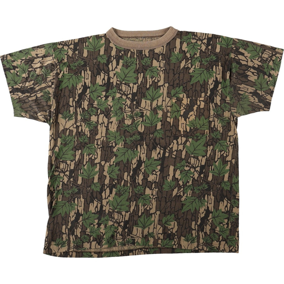 ~90'S Real Tree Camo Pocket T-Shirt, Men's Size L (Equivalent), Vintage unclear Khaki type Vintage Second Hand