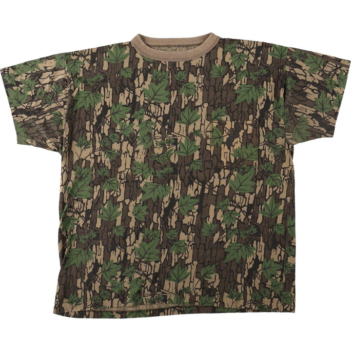 ~90'S Real Tree Camo Pocket T-Shirt, Men's Size L (Equivalent), Vintage unclear Khaki type Vintage Second Hand