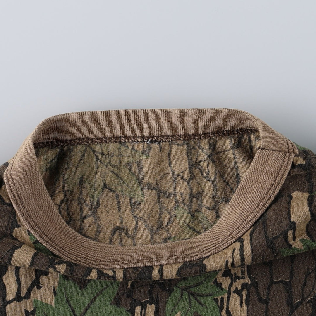 ~90'S Real Tree Camo Pocket T-Shirt, Men's Size L (Equivalent), Vintage unclear Khaki type Vintage Second Hand