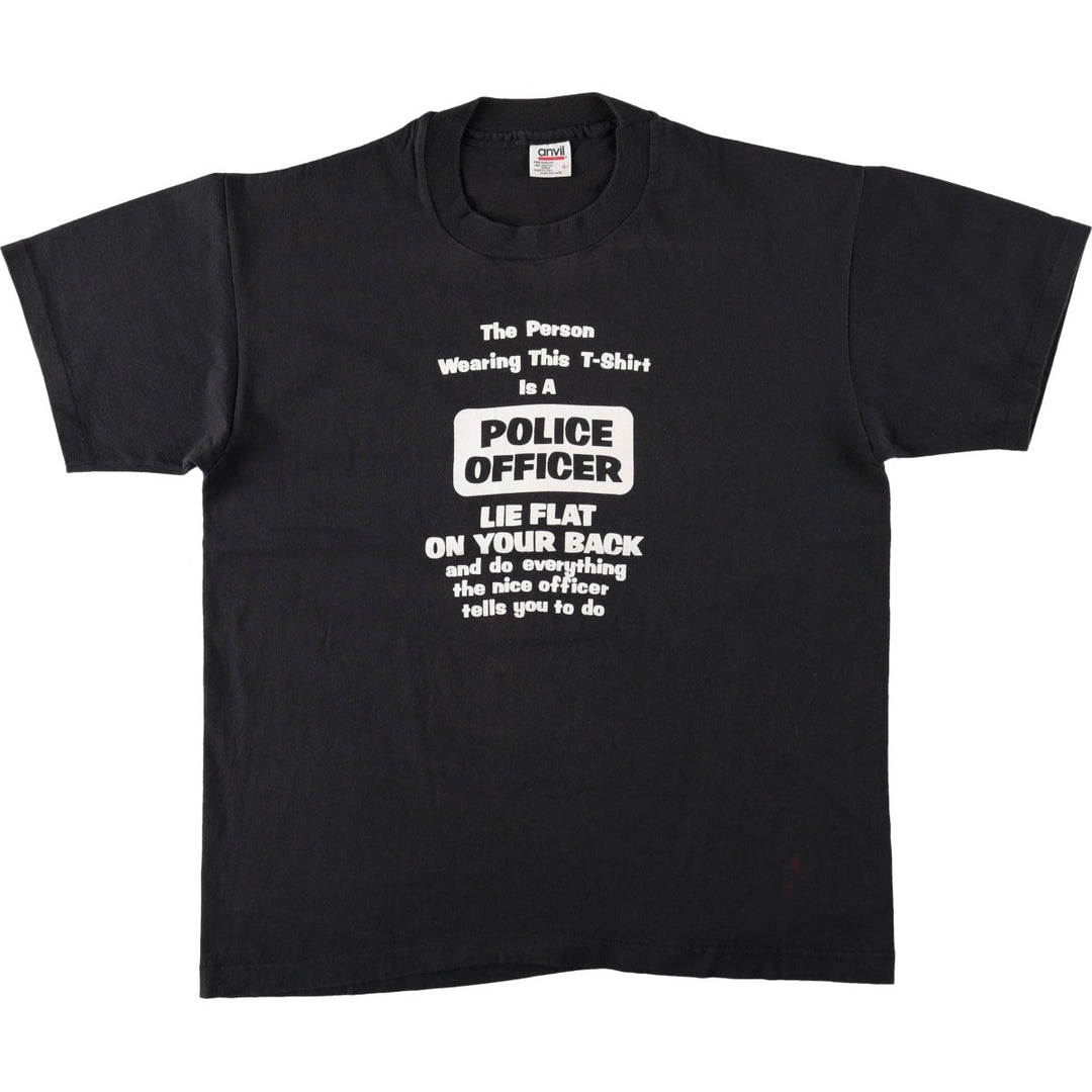 ~90'S Anvil Print T-Shirt, Made in USA, Men's Size L (Equivalent), Vintage cotton black type Vintage Second Hand