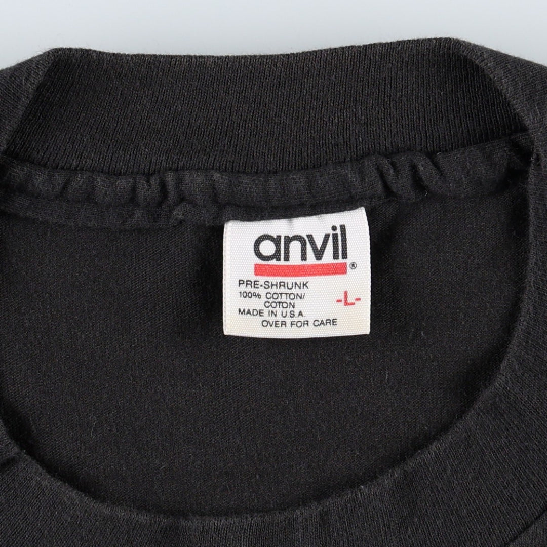 ~90'S Anvil Print T-Shirt, Made in USA, Men's Size L (Equivalent), Vintage cotton black type Vintage Second Hand
