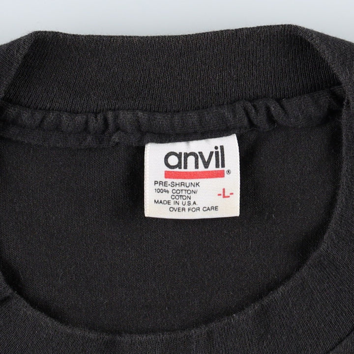~90'S Anvil Print T-Shirt, Made in USA, Men's Size L (Equivalent), Vintage cotton black type Vintage Second Hand