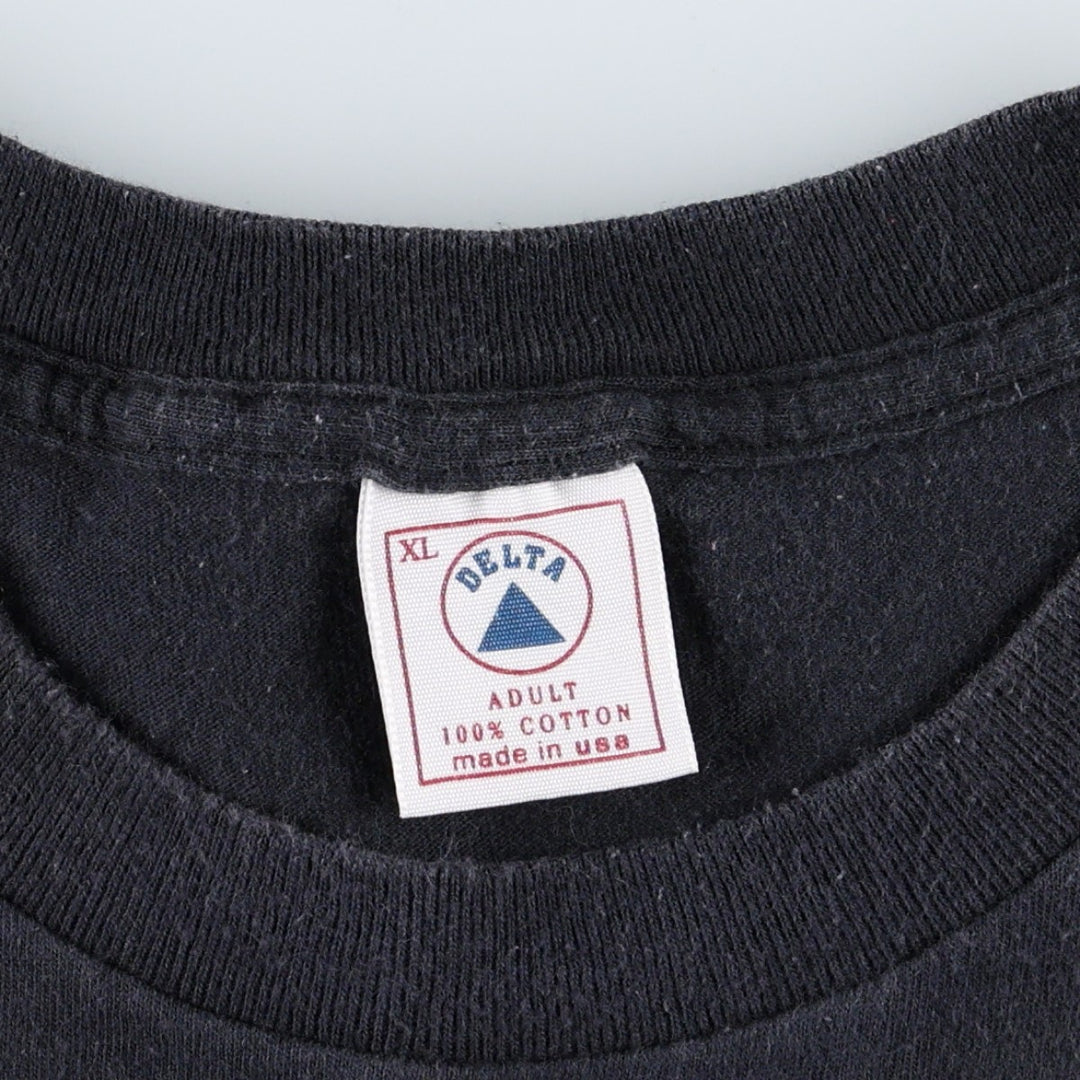 ~90'S Delta Print T-Shirt, Made in USA, Men's XL equivalent, Vintage cotton black type Vintage Second Hand
