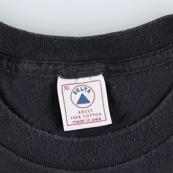 ~90'S Delta Print T-Shirt, Made in USA, Men's XL equivalent, Vintage cotton black type Vintage Second Hand