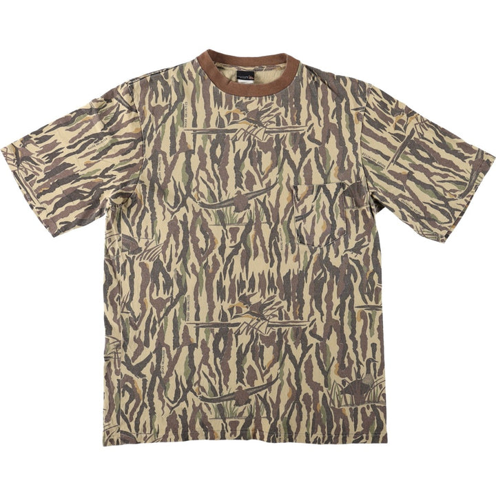 RATTLERS BRAND DUCKS UNLIMITED Camouflage Pocket T-Shirt, Made in USA, Men's XL equivalent. unclear brown type Vintage Second Hand