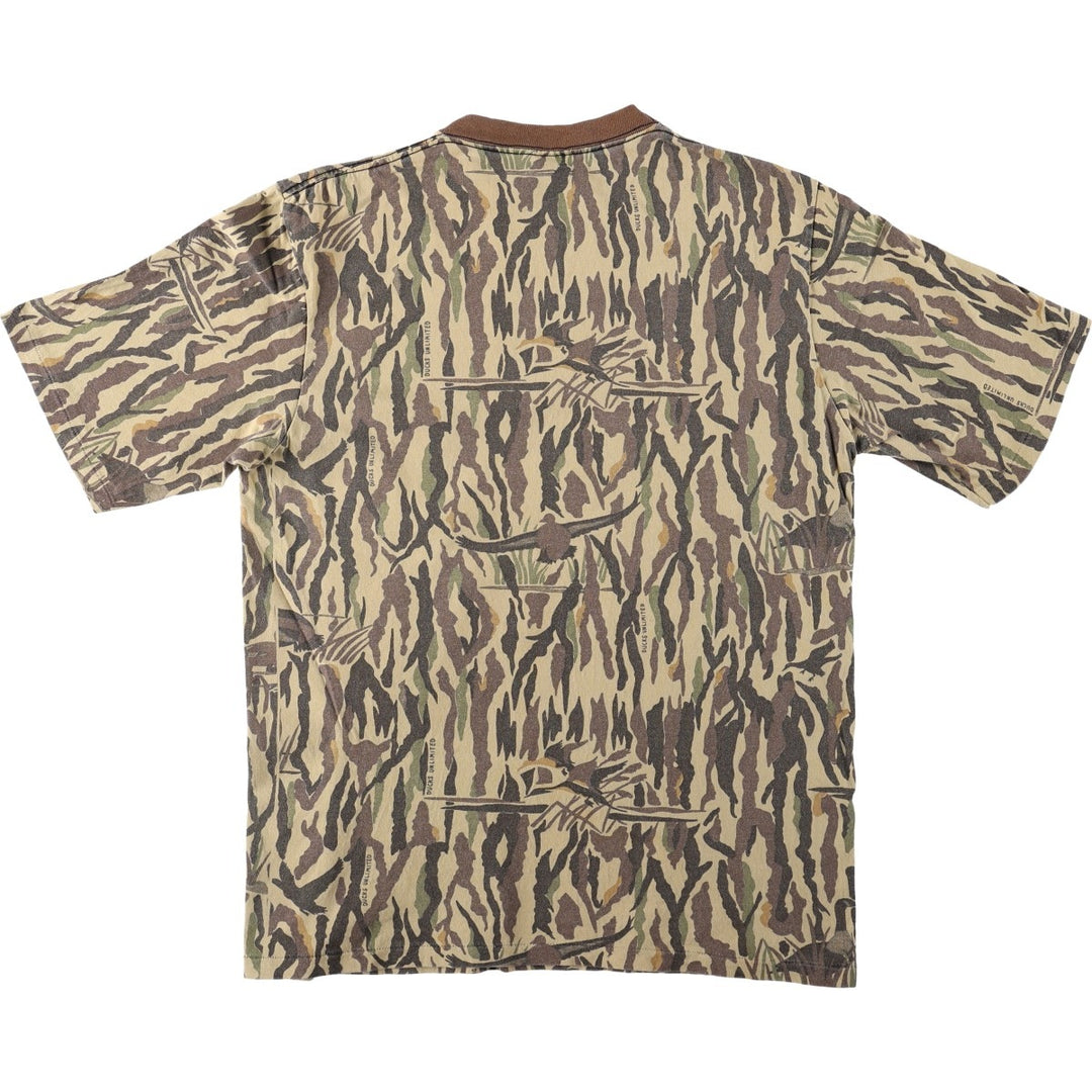 RATTLERS BRAND DUCKS UNLIMITED Camouflage Pocket T-Shirt, Made in USA, Men's XL equivalent. unclear brown type Vintage Second Hand