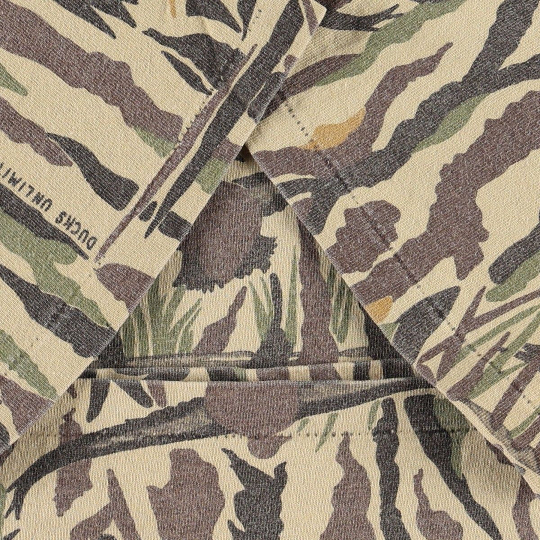 RATTLERS BRAND DUCKS UNLIMITED Camouflage Pocket T-Shirt, Made in USA, Men's XL equivalent. unclear brown type Vintage Second Hand
