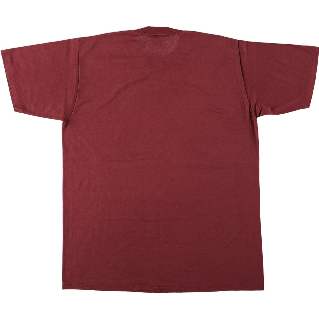70s-80'S Jerzees by Russell Print T-Shirt, Made in USA, Men's Size L (approx.), Vintage polyester burgundy type Vintage Second Hand